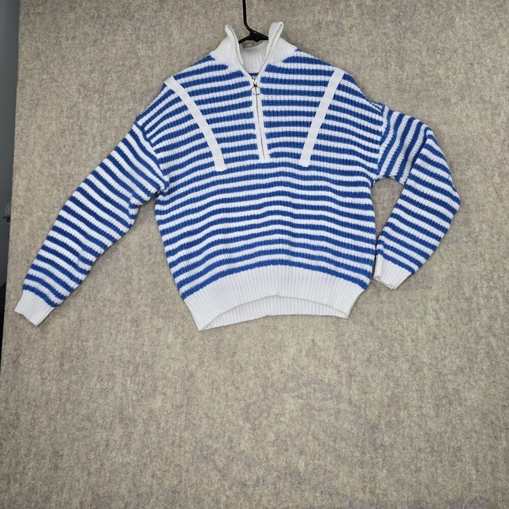 Vintage Blue & White Striped Knit Sweater